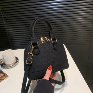 Mini Felt Crocodile Pattern Handbag, Fashion Shell Crossbody Bag, Vintage Purses With Double Handle For Women