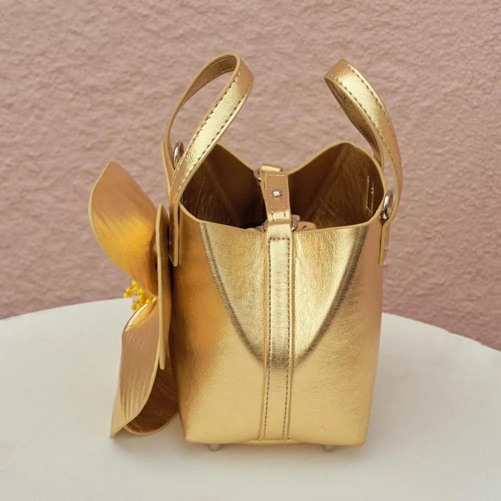 Mini Flower Evening Purse Floral Clutch Purses for Women PU Leather Evening Handbag with Chain Wedding Party Prom