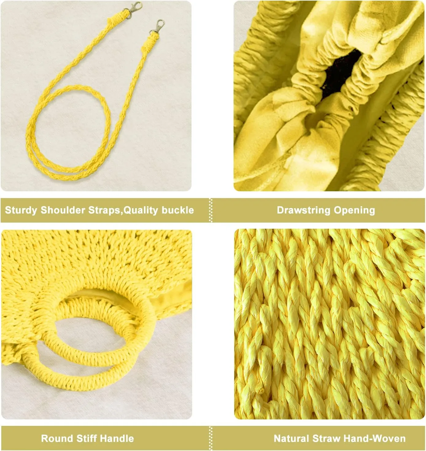 Mini Semi-circle Rattan Straw Bag, Hand-woven Women Summer Retro Beach Tote Shoulder Bag Crossbody Travel Beach Bag