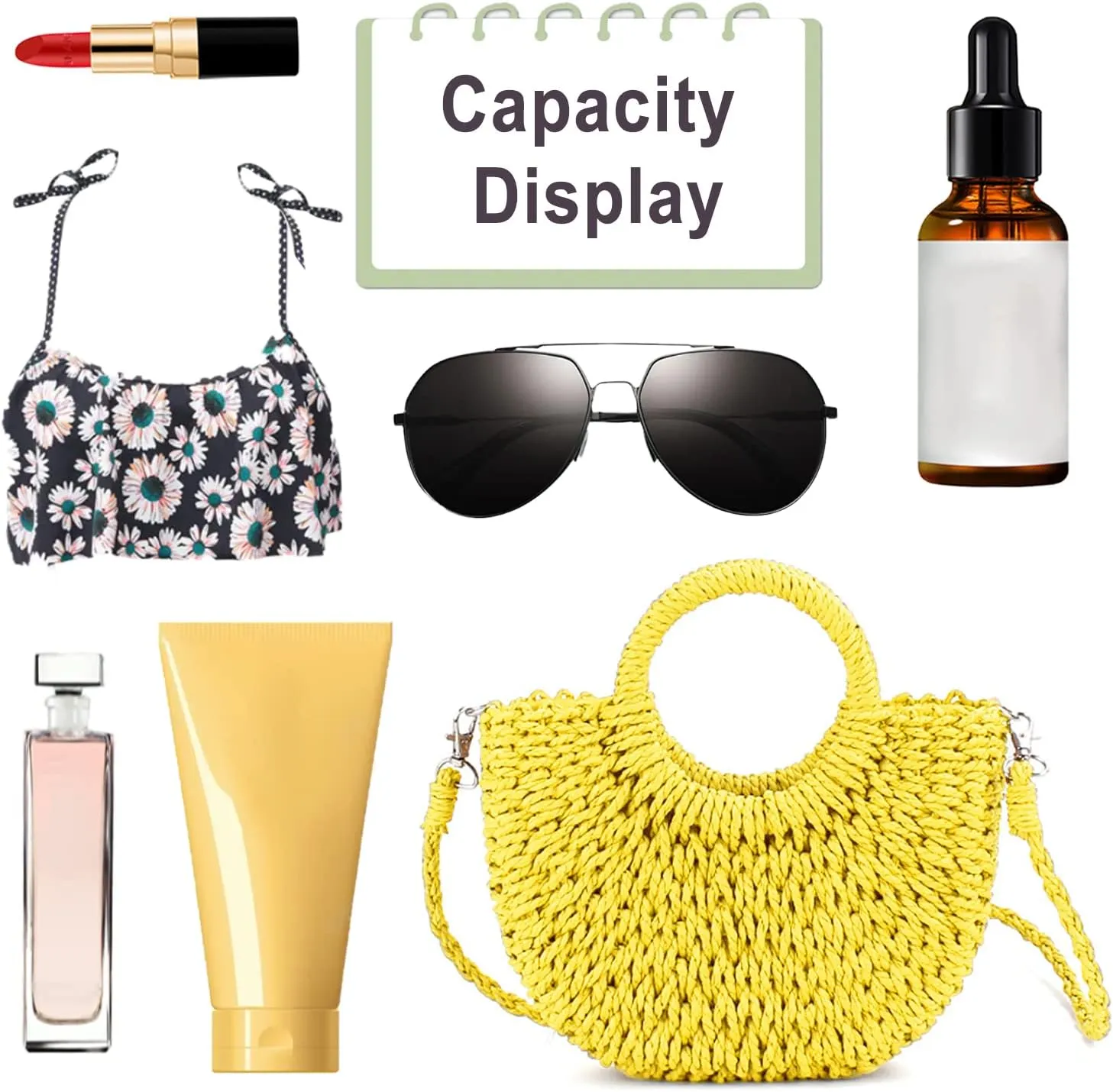 Mini Semi-circle Rattan Straw Bag, Hand-woven Women Summer Retro Beach Tote Shoulder Bag Crossbody Travel Beach Bag