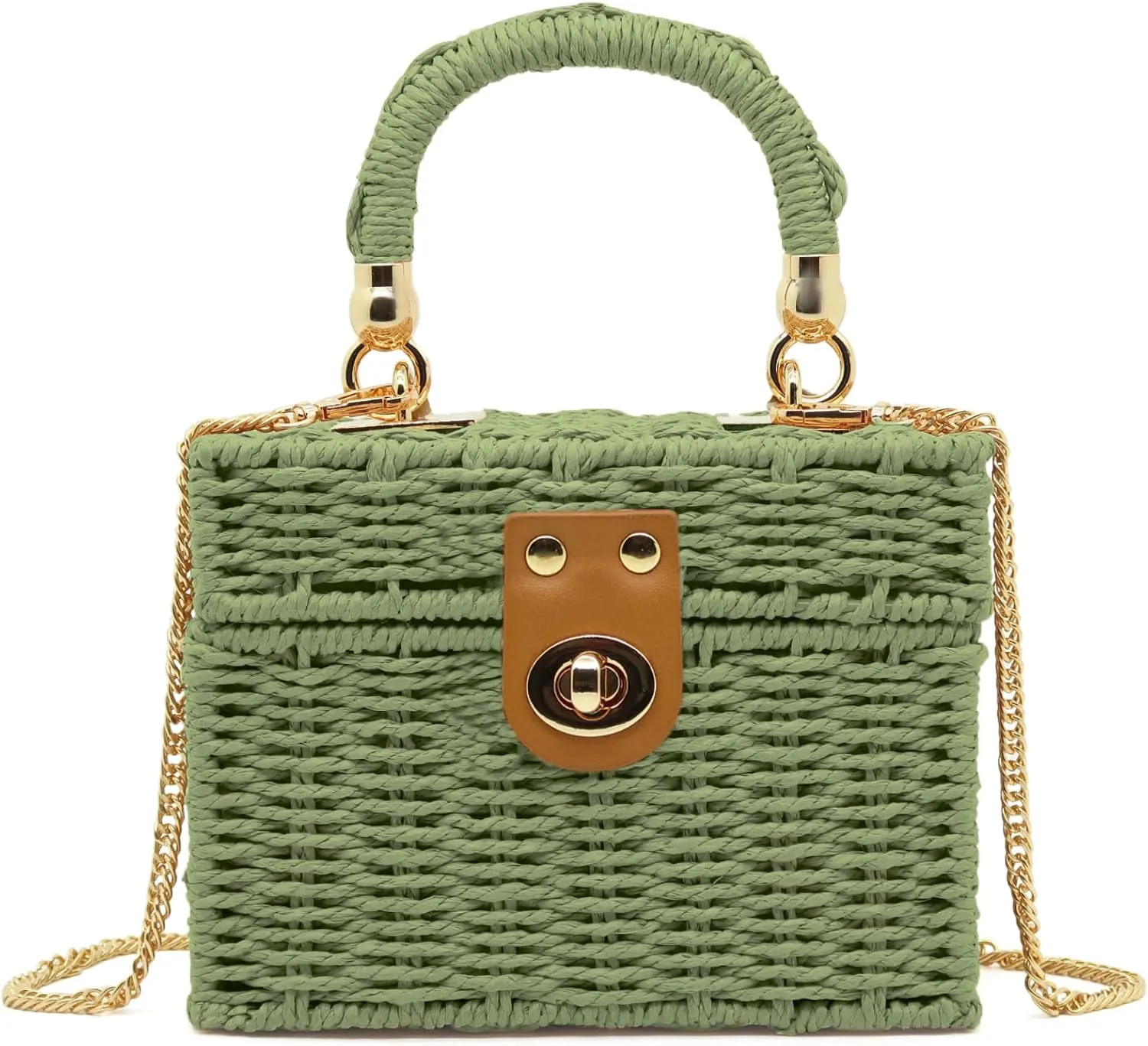 Mini Straw Raffia Crossbody Bag Top Handbags Rattan Bag for Women,Summer Beach Shoulder Handbag,Woven Tote Clutch Bag