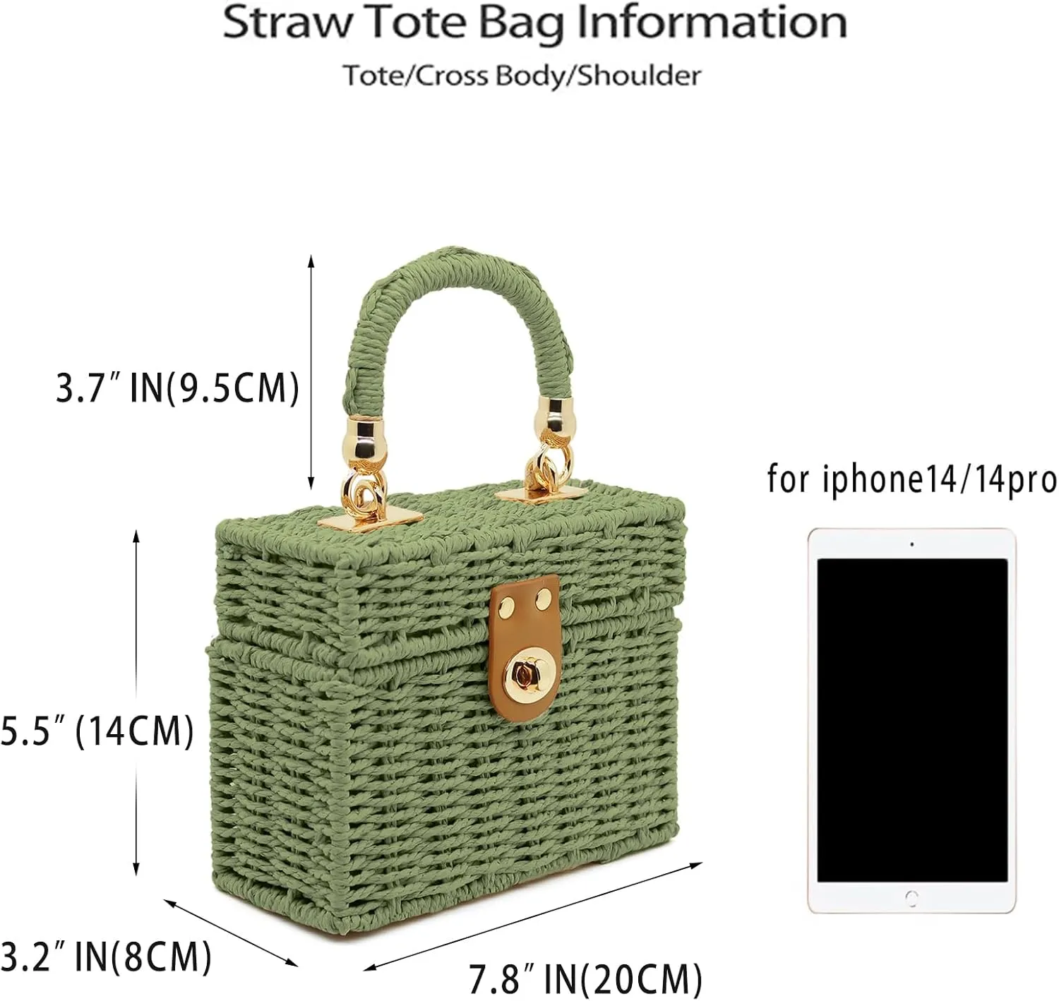 Mini Straw Raffia Crossbody Bag Top Handbags Rattan Bag for Women,Summer Beach Shoulder Handbag,Woven Tote Clutch Bag