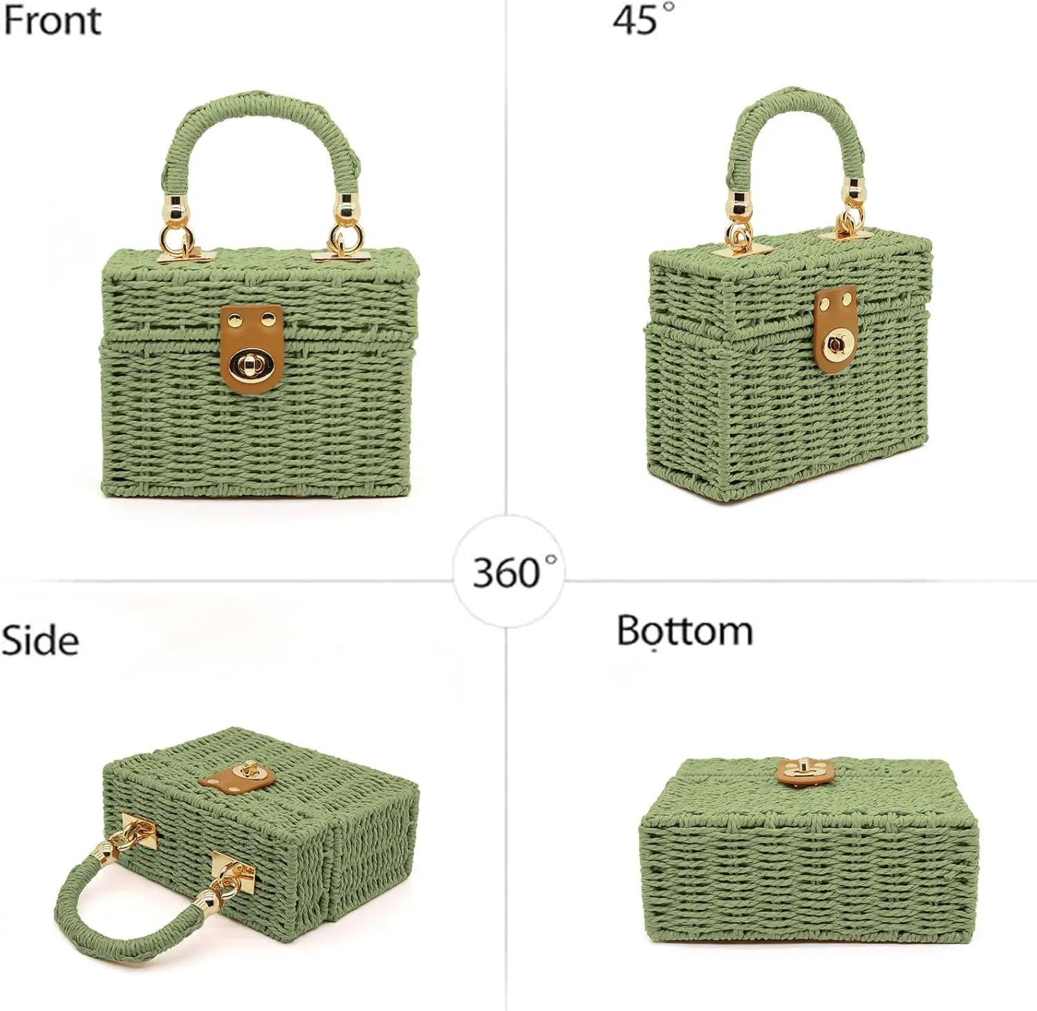 Mini Straw Raffia Crossbody Bag Top Handbags Rattan Bag for Women,Summer Beach Shoulder Handbag,Woven Tote Clutch Bag