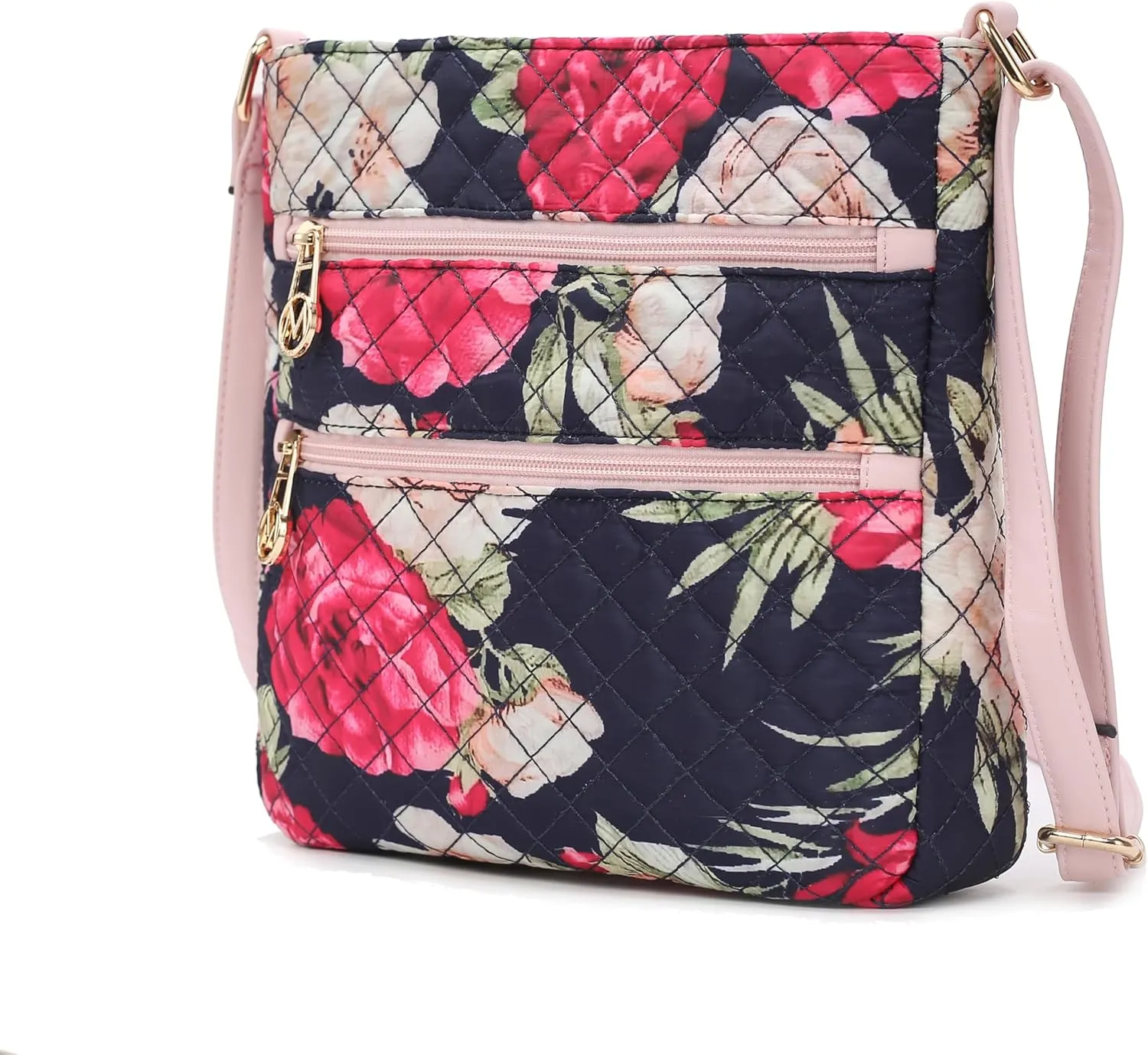 MKF Collection Quilted Crossbody for Women, Cotton Top-Handle Ladies Fashion Daily Crossover Handbag Purse