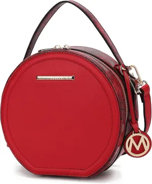 MKF Collection Round Bag for Women, Vegan Leather Circle Crossbody Bag Shoulder Purse by Mia K