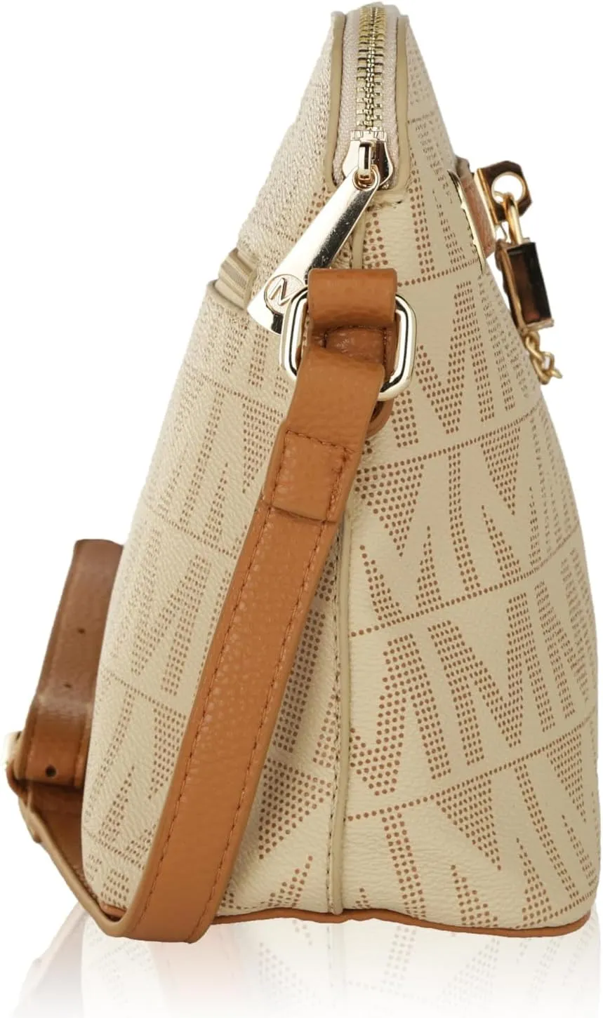 MKF Collection Signature Crossbody bag for women, Vegan leather Shoulder bag Zipper closure Messenger Handbag Purse By Mia K