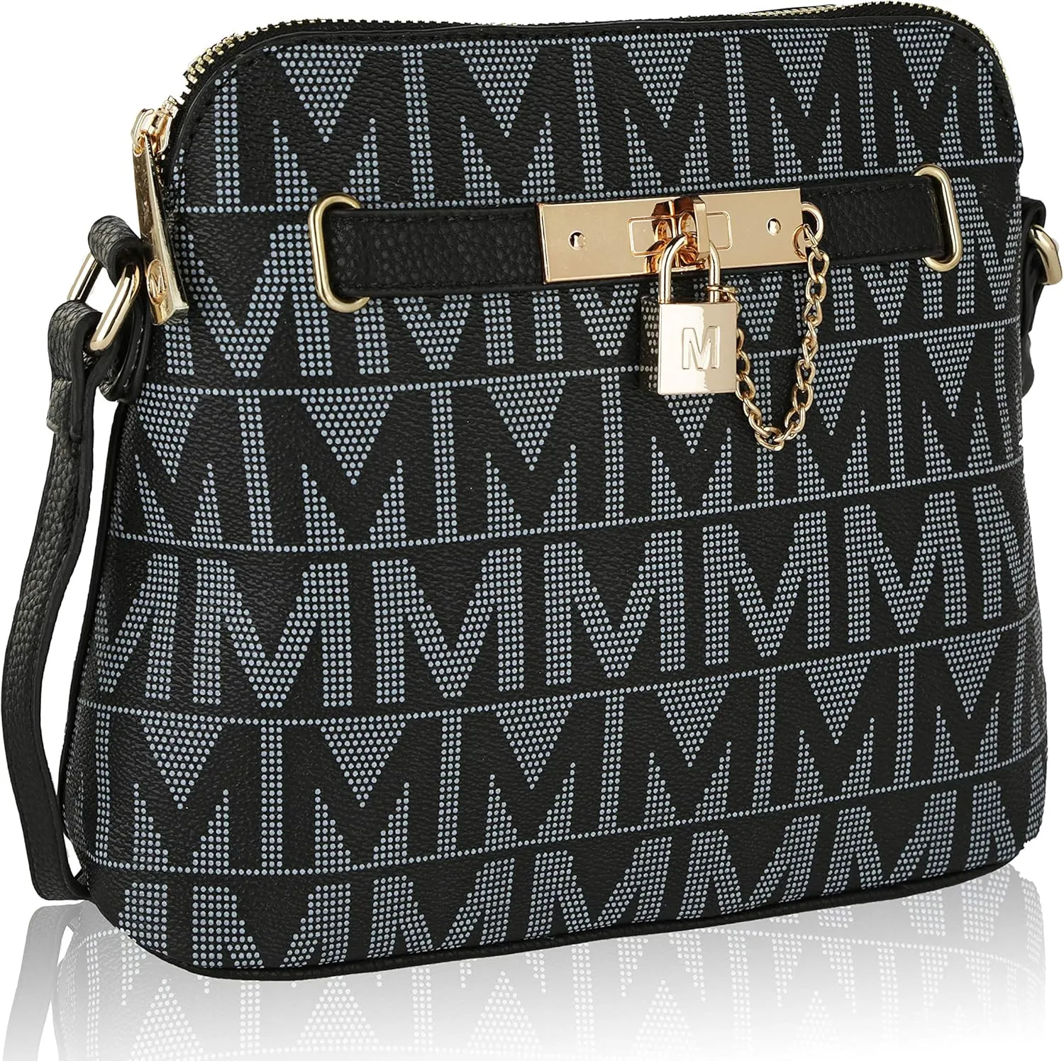 MKF Collection Signature Crossbody bag for women, Vegan leather Shoulder bag Zipper closure Messenger Handbag Purse By Mia K