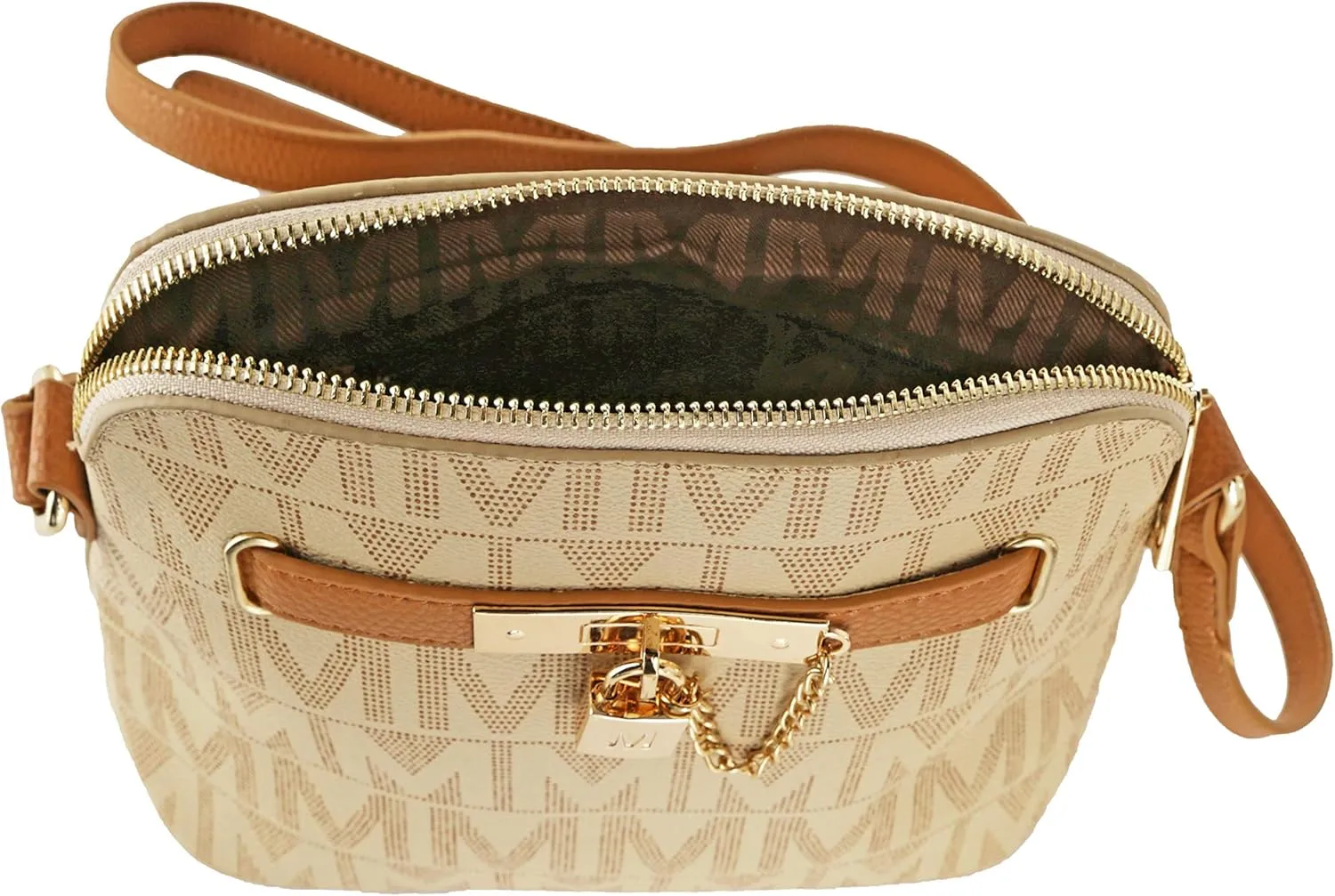 MKF Collection Signature Crossbody bag for women, Vegan leather Shoulder bag Zipper closure Messenger Handbag Purse By Mia K