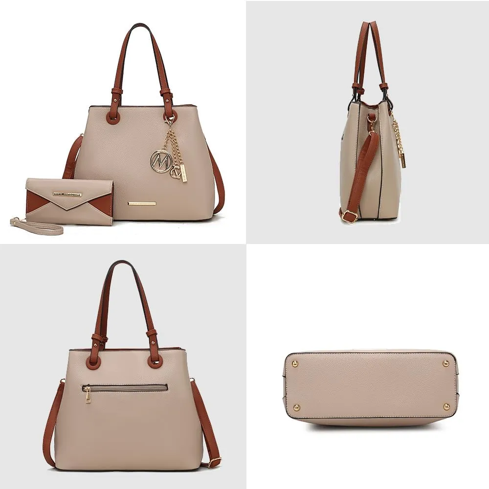 MKF Collection Tote Bag for Women With Wallet, Vegan Leather Top-Handle Handbag Crossover Purse by Mia k