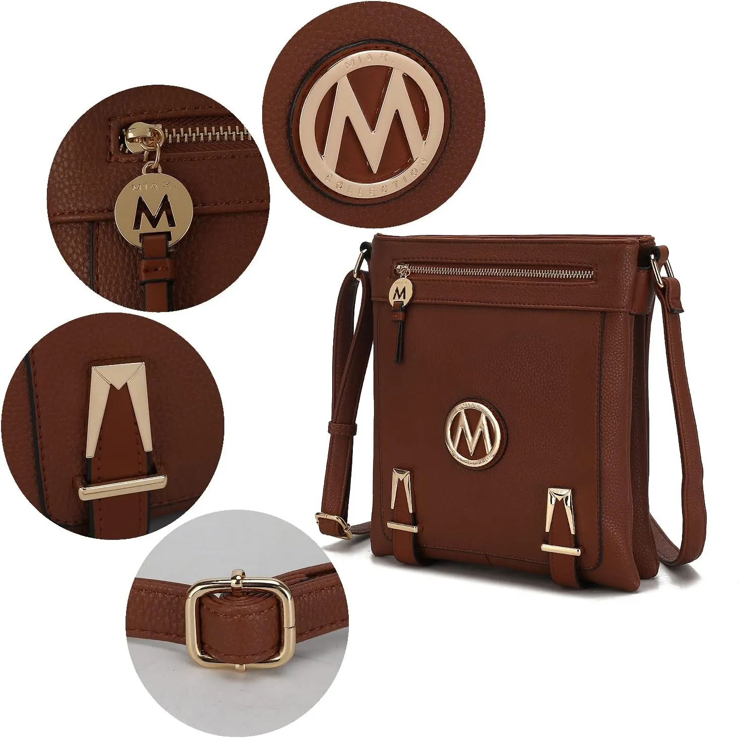 MKF Crossbody bag for women Vegan leather Crossover Designer messenger Purse