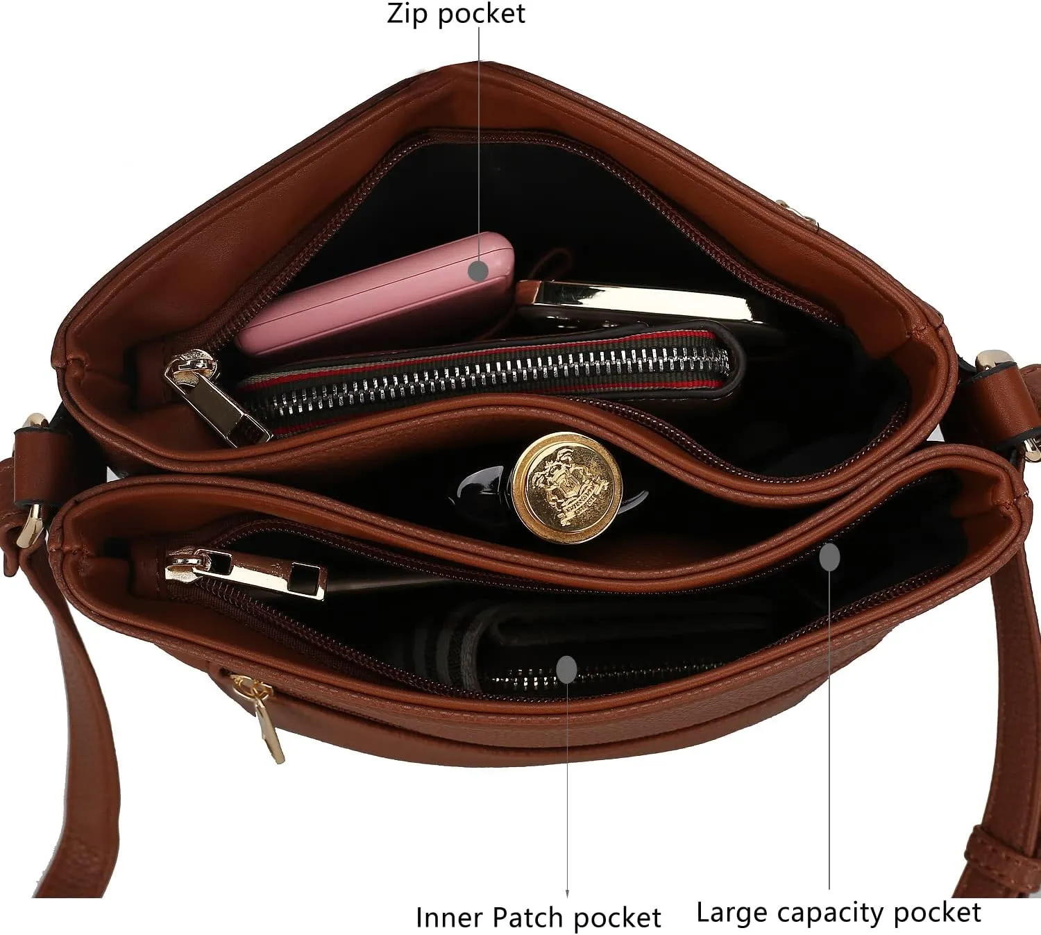 MKF Crossbody bag for women Vegan leather Crossover Designer messenger Purse