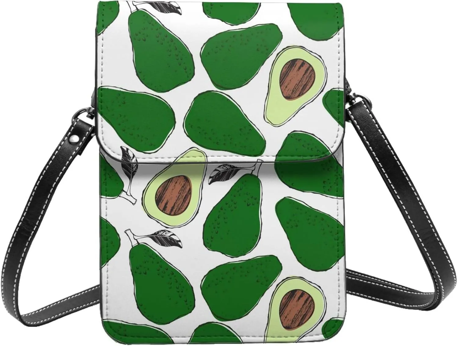 Mmm Fight Womens Crossbody Bags Avocado Pattern Phone Bag Wallet Purses Adjustable Strap