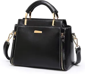 Mn&Sue Women's Stylish Vintage Satchel Purse - Elegant PU Leather Top Handle Shoulder Bag for Work, Casual & Daily Use