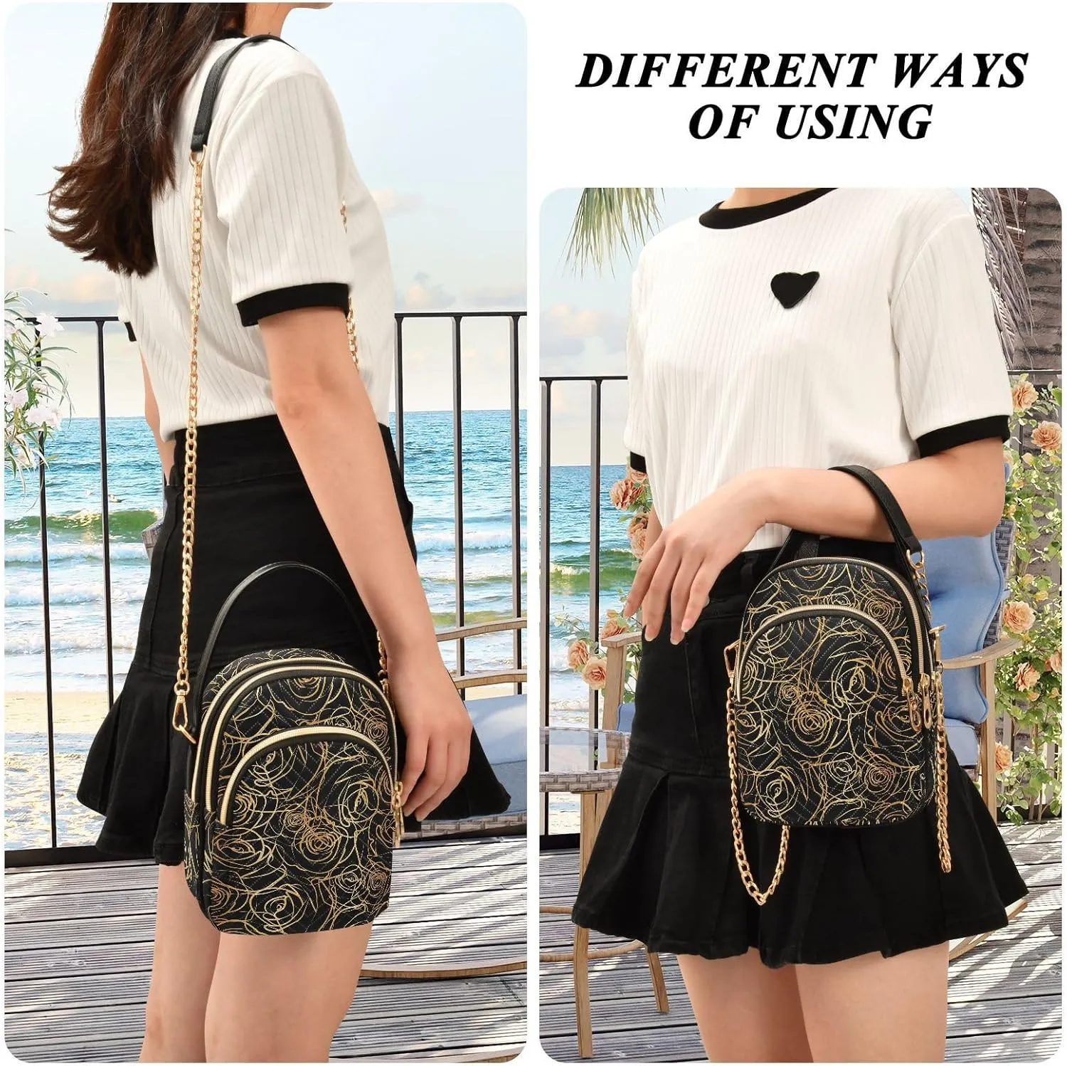 MNSRUU Quilted Crossbody Bags for Women Trendy, Women's Crossbody Handbags Pink Flower Travel Cell Phone Purses Bags