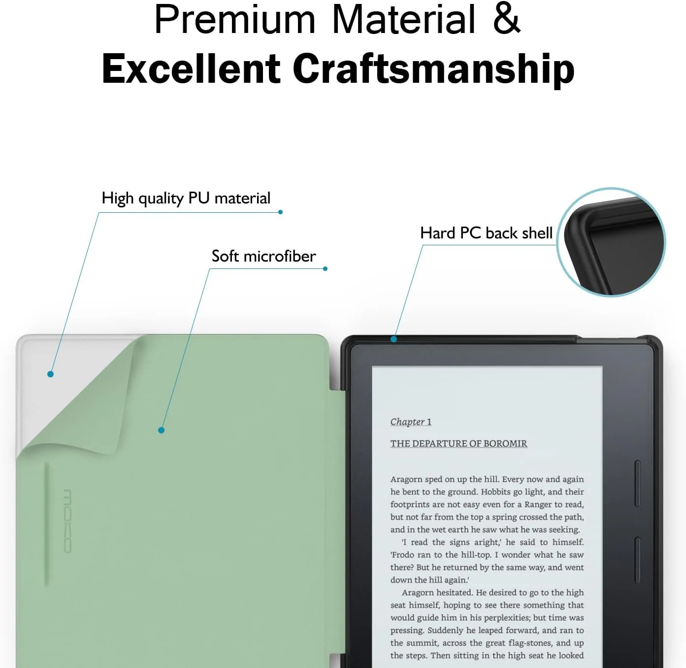 MoKo Case Fits All-New 7" Kindle Oasis (9th and 10th Generation ONLY, 2017 and 2019 Release), Premium Ultra Lightweight Shell Cover with Auto Wake/Sleep, Agave Green