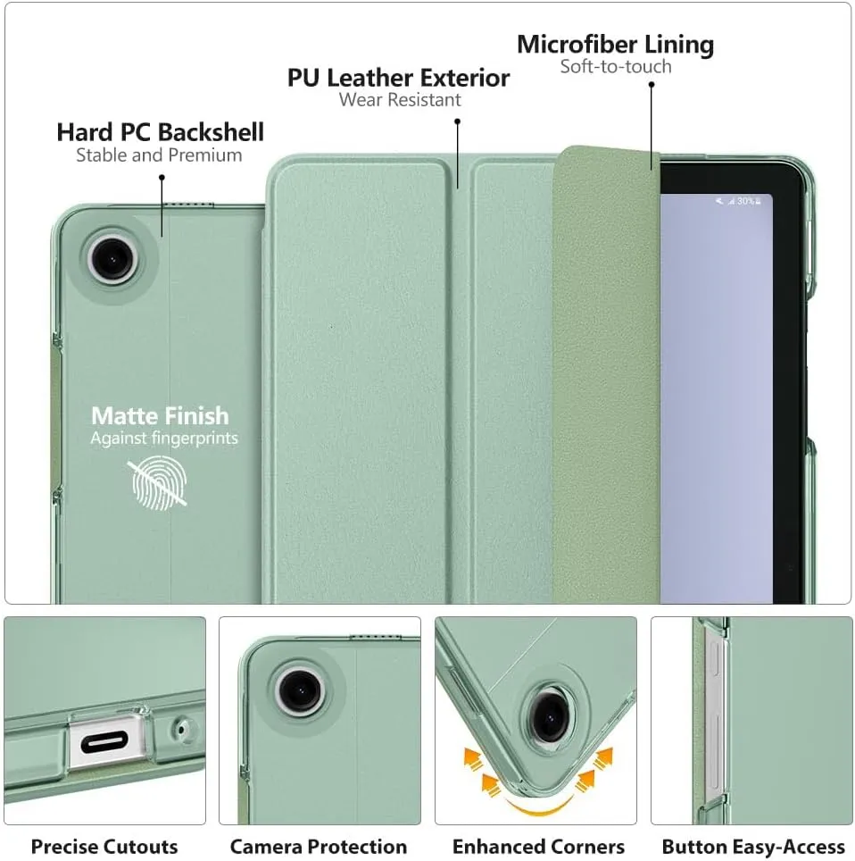MoKo Case for Galaxy Tab A9 /A9 Plus 11 inch 2023, Slim Stand Protective Smart Cover with Hard PC Translucent Back Shell for Tab A9 Plus Tablet (SM-X210/X216/X218), Auto Wake/Sleep, Agave Green