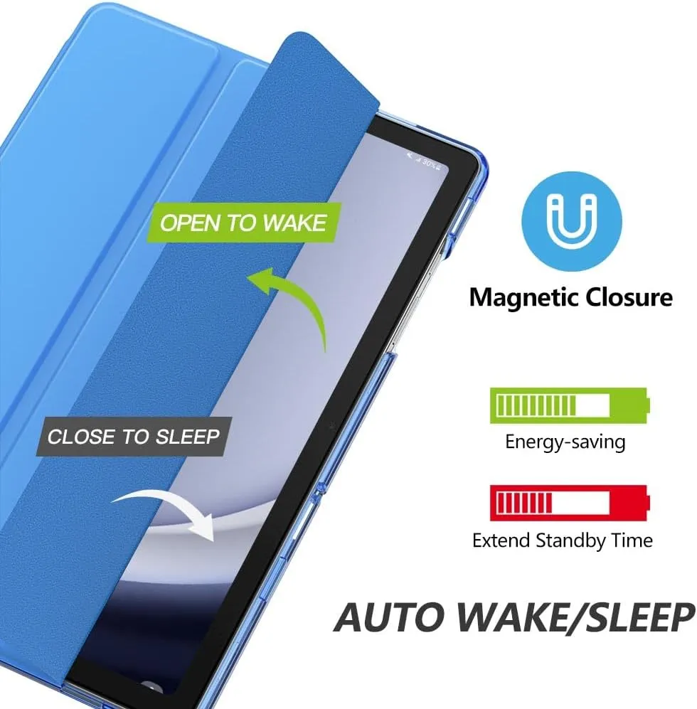MoKo Case for Galaxy Tab A9 /A9 Plus 11 inch 2023, Slim Stand Protective Smart Cover with Hard PC Translucent Back Shell for Tab A9 Plus Tablet (SM-X210/X216/X218), Auto Wake/Sleep, Blue Wave