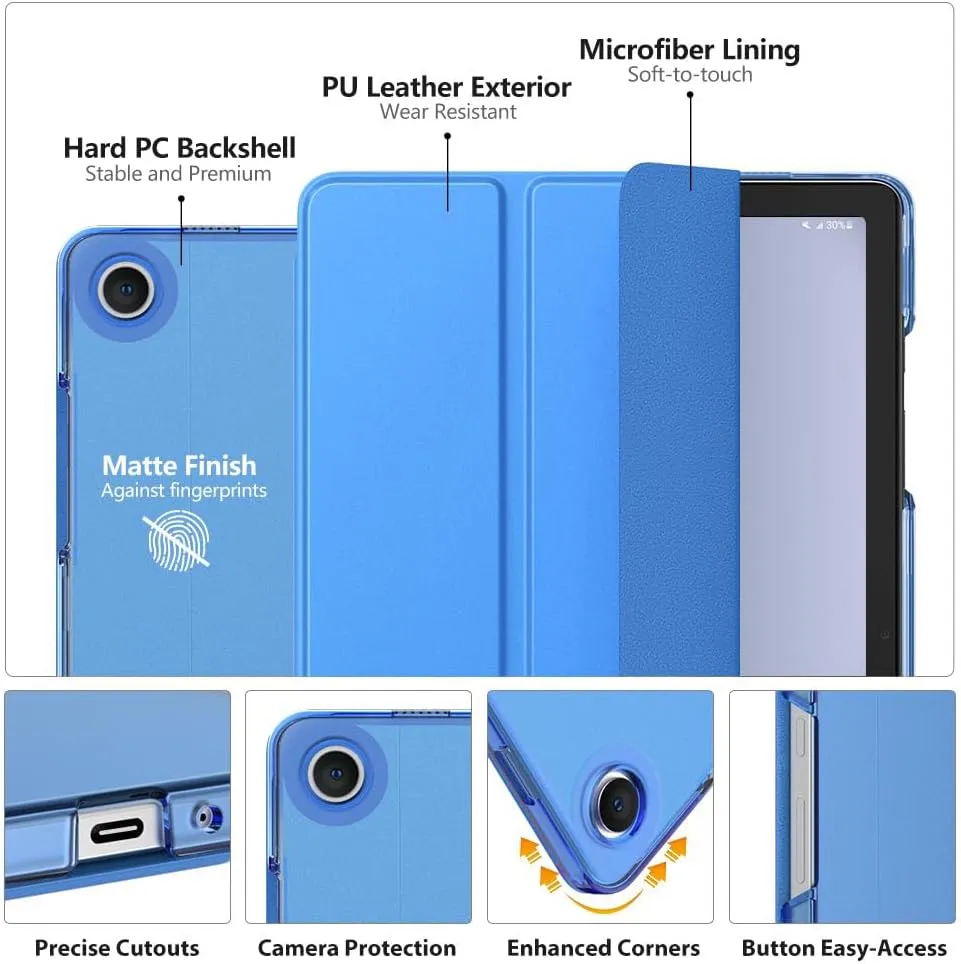 MoKo Case for Galaxy Tab A9 /A9 Plus 11 inch 2023, Slim Stand Protective Smart Cover with Hard PC Translucent Back Shell for Tab A9 Plus Tablet (SM-X210/X216/X218), Auto Wake/Sleep, Blue Wave