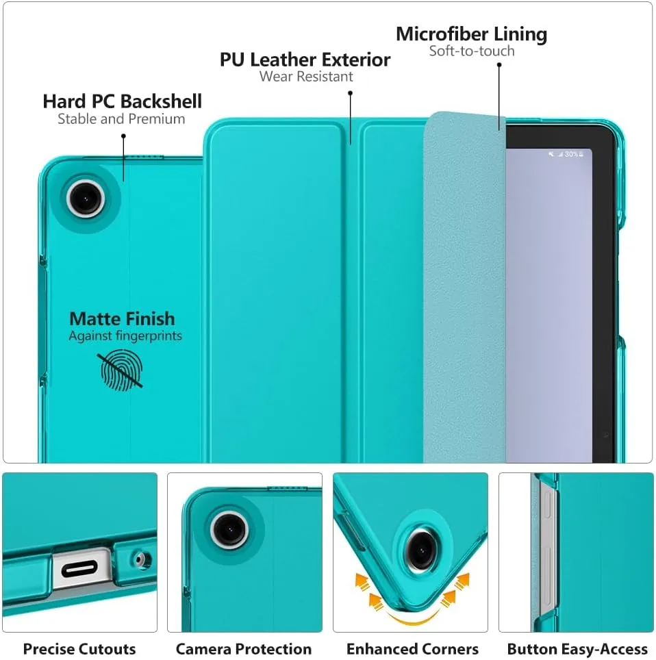 MoKo Case for Galaxy Tab A9 /A9 Plus 11 inch 2023, Slim Stand Protective Smart Cover with Hard PC Translucent Back Shell for Tab A9 Plus Tablet (SM-X210/X216/X218), Auto Wake/Sleep, Pagoda Blue