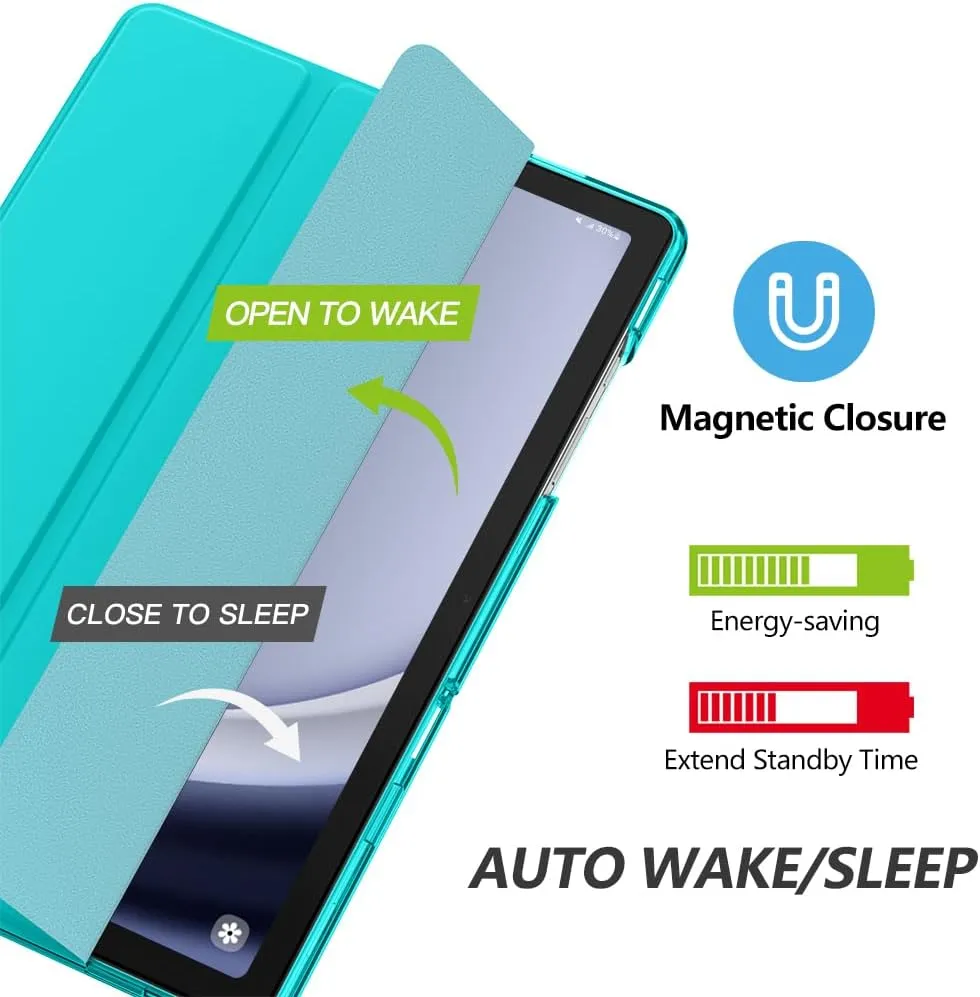 MoKo Case for Galaxy Tab A9 /A9 Plus 11 inch 2023, Slim Stand Protective Smart Cover with Hard PC Translucent Back Shell for Tab A9 Plus Tablet (SM-X210/X216/X218), Auto Wake/Sleep, Pagoda Blue