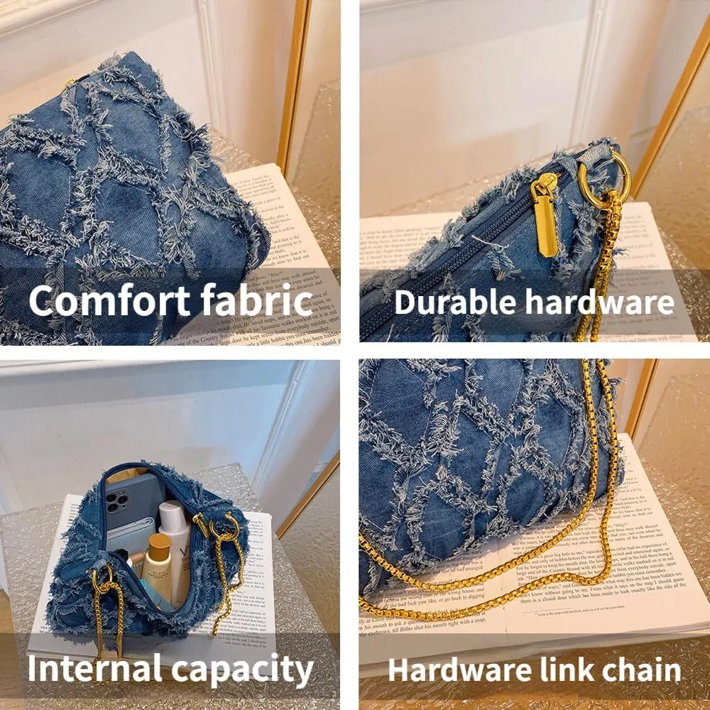 MOLERFO Denim Shoulder Bag Denim Purses and Handbags for Women Jean Bag Y2k Purse Small Denim Purse Jeans Bag