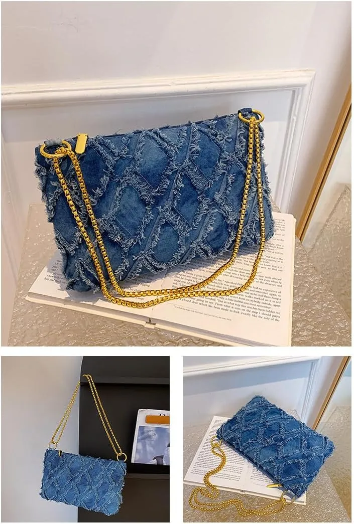 MOLERFO Denim Shoulder Bag Denim Purses and Handbags for Women Jean Bag Y2k Purse Small Denim Purse Jeans Bag