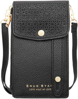 Multi-purpose Card Holder Wallet-RFID Blocking,Lightweight Zipper Pocket Crossbody Bag with Touch Screen Purse for Most iphone Cell phones (Black)