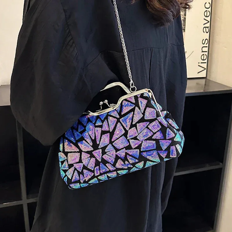 Multicolor Sequin Cross Body Evening Bag