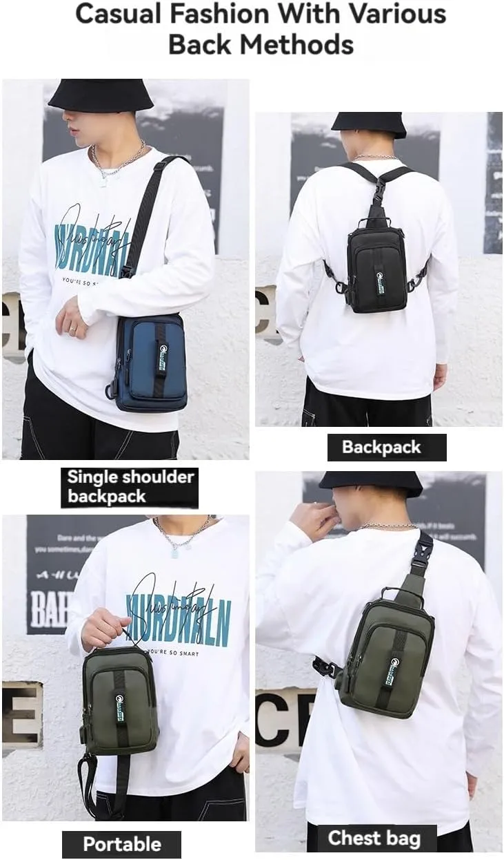 Multifunctional Men's Waist Bag Chest Bag Shoulder Bag Outdoor Waterproof Travel Crossbody Pack Adjustable Strap Fanny Pack (blue)