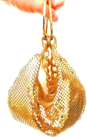 Multiways clutch metal mesh hobo bag evening purse for Cocktail Party Prom Wedding Banquet