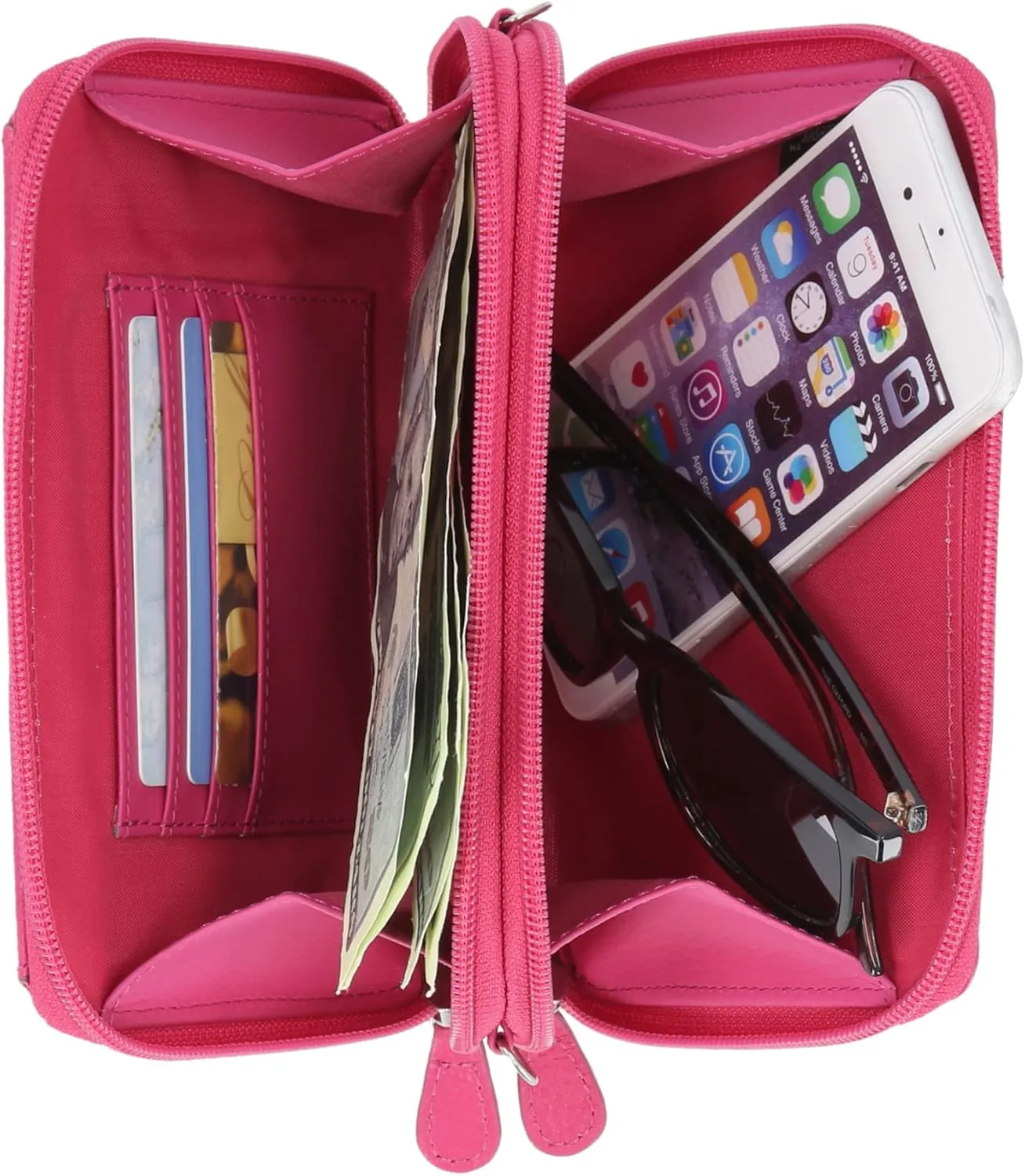 Mundi On The Move RFID Leather Crossbody Wallet For Women With Phone Pocket