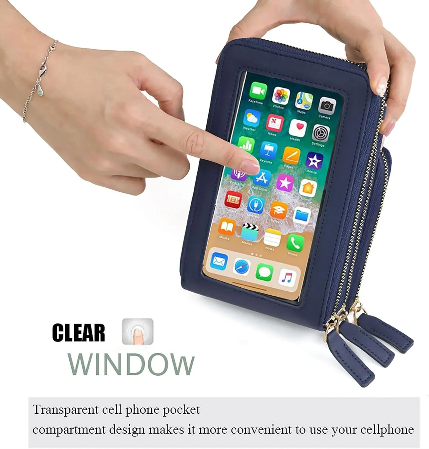 myfriday Touch Screen Crossbody Phone Purse for Women, Rfid Blocking Small Cellphone Shoulder Purse with 2 Adjustable Strap