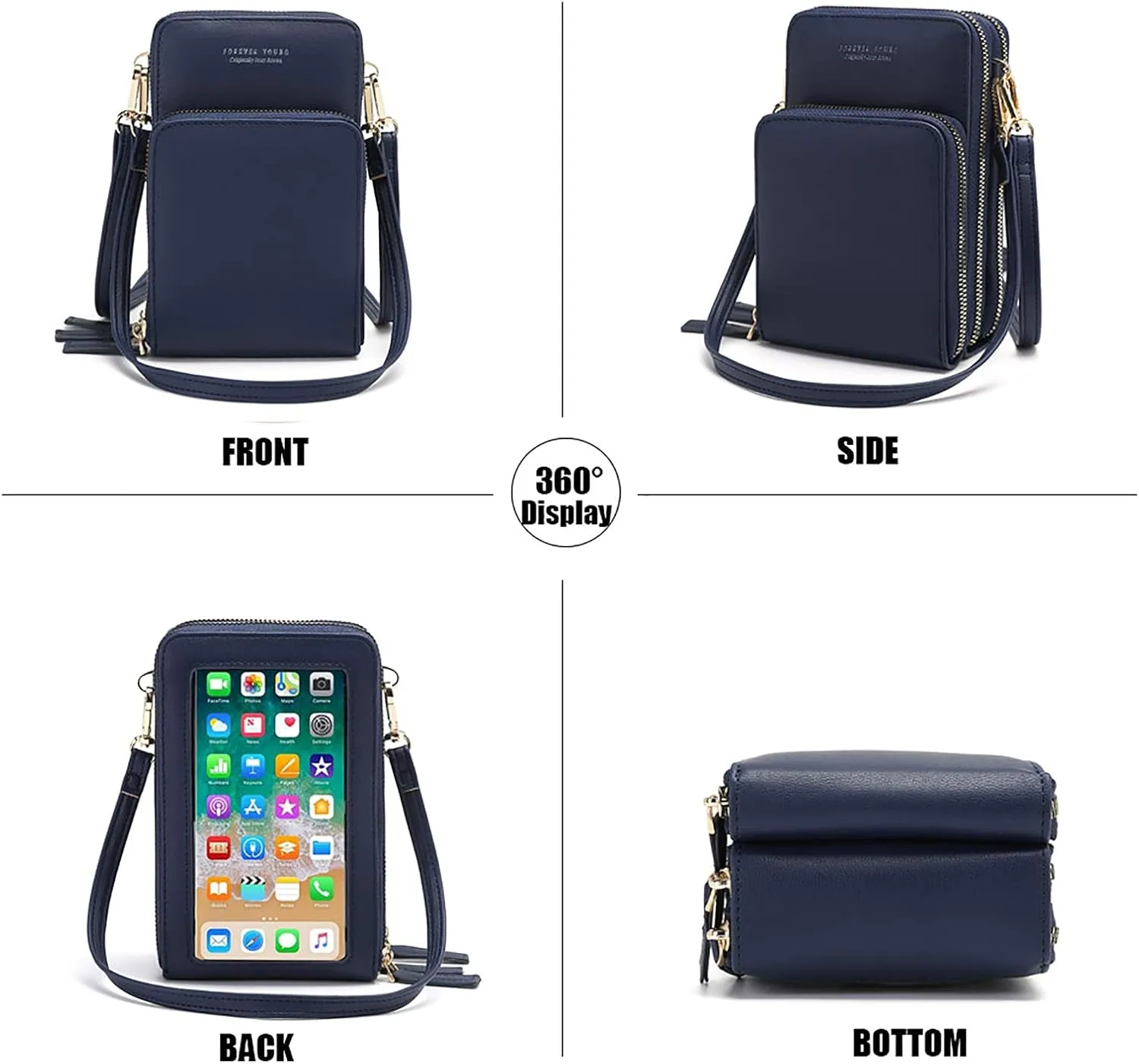 myfriday Touch Screen Crossbody Phone Purse for Women, Rfid Blocking Small Cellphone Shoulder Purse with 2 Adjustable Strap