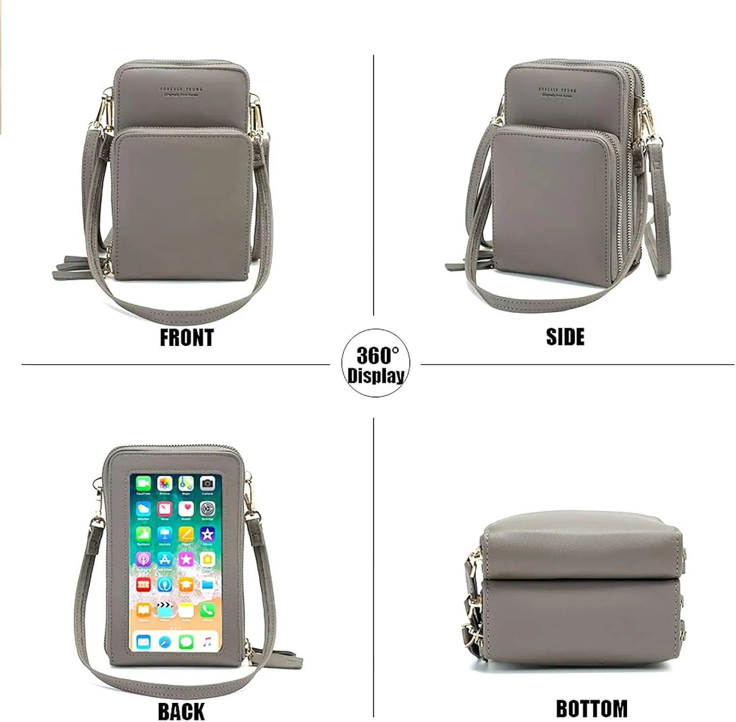 myfriday Touch Screen Crossbody Phone Purse for Women, Rfid Blocking Small Cellphone Shoulder Purse with 2 Adjustable Strap