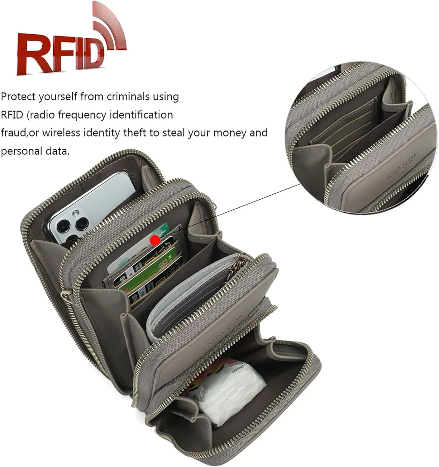 myfriday Touch Screen Crossbody Phone Purse for Women, Rfid Blocking Small Cellphone Shoulder Purse with 2 Adjustable Strap