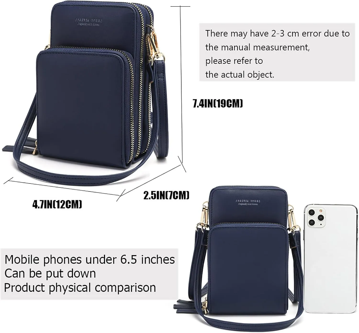 myfriday Touch Screen Crossbody Phone Purse for Women, Rfid Blocking Small Cellphone Shoulder Purse with 2 Adjustable Strap