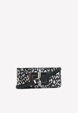 Natalia Leopard Sequined Metallic Clutch