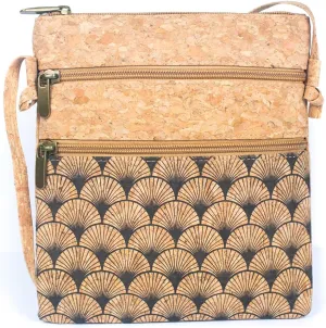 Natural cork Patterned double zipper crossbody bag (G-2265-C)