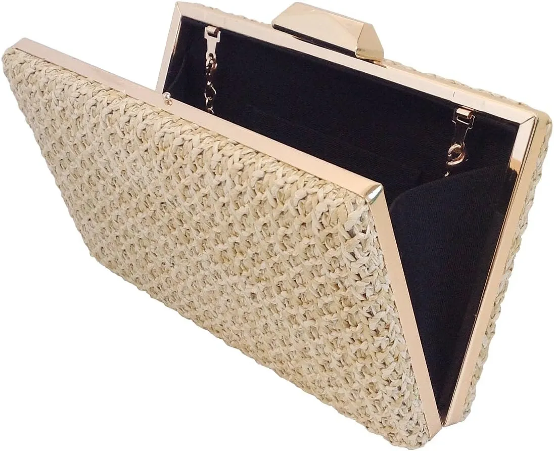 Natural Straw Box Clutch