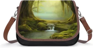 Nature Green Forest Mystical Forest Crossbody Shoulder Messenger Women Bag Pu Leather Office Work Business for Handbag Crossbody Bag