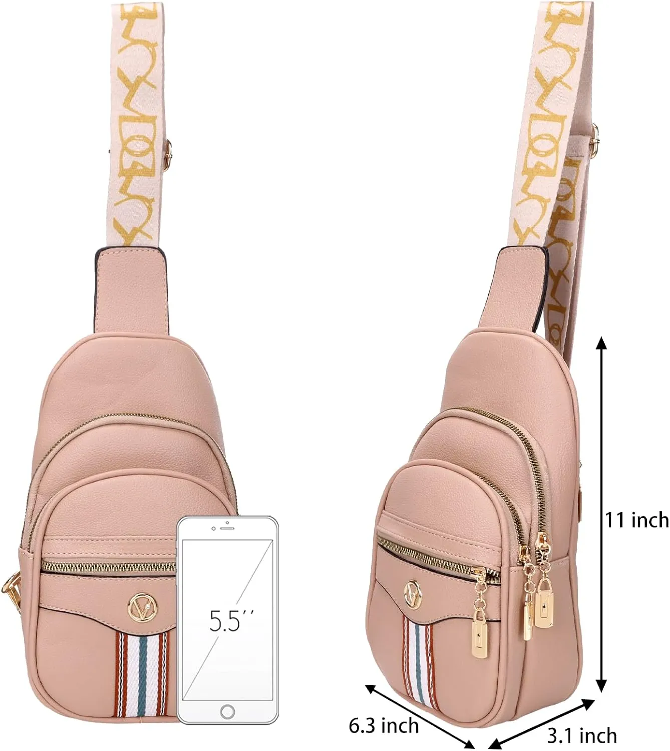 Negra Crossbody Bags for Women Fashion Shoulder Bag PU Leather Sports Bag Causal Chest Bum Bag Sling Purse