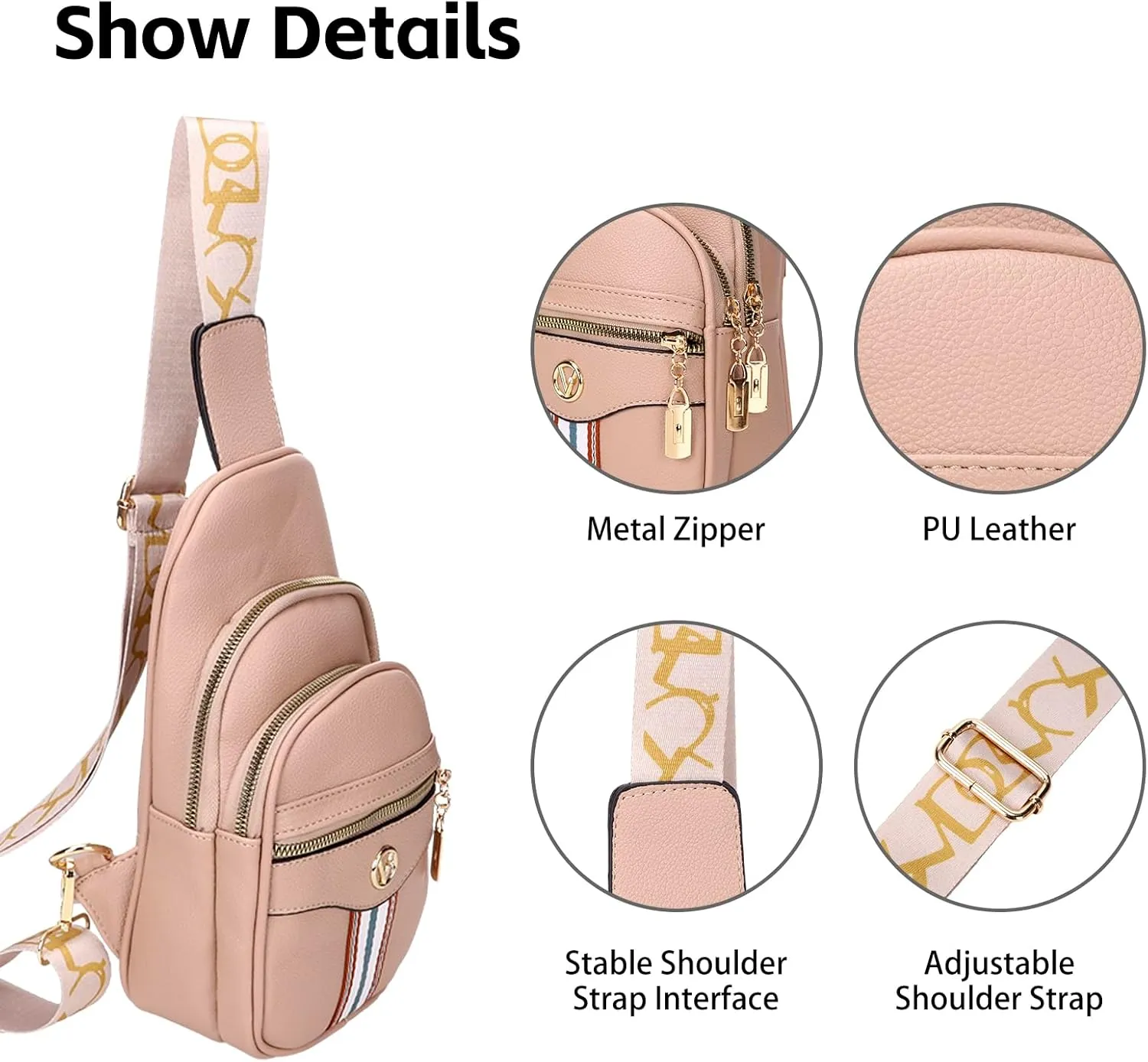 Negra Crossbody Bags for Women Fashion Shoulder Bag PU Leather Sports Bag Causal Chest Bum Bag Sling Purse