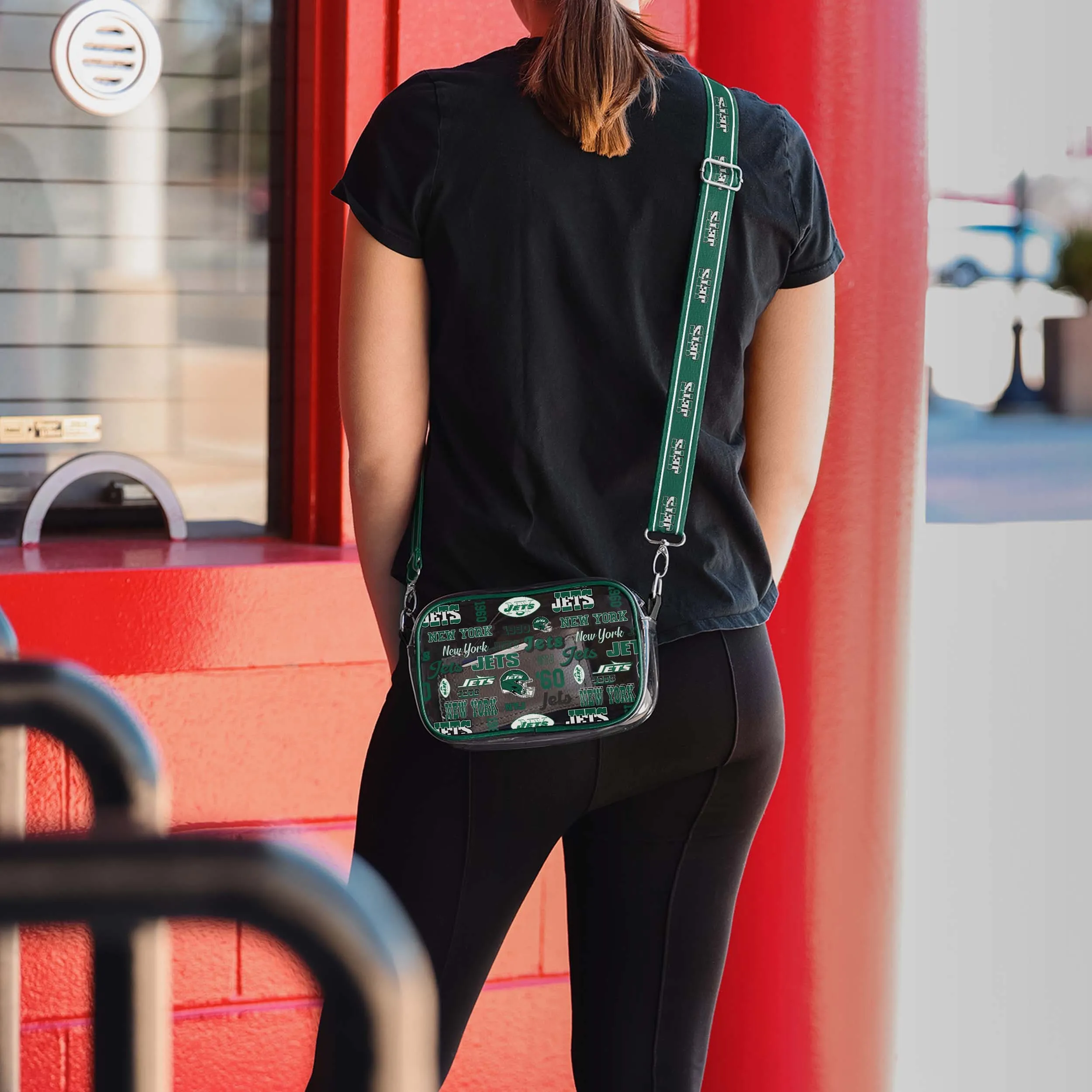 New York Jets Repeat Retro Print Clear Crossbody Bag