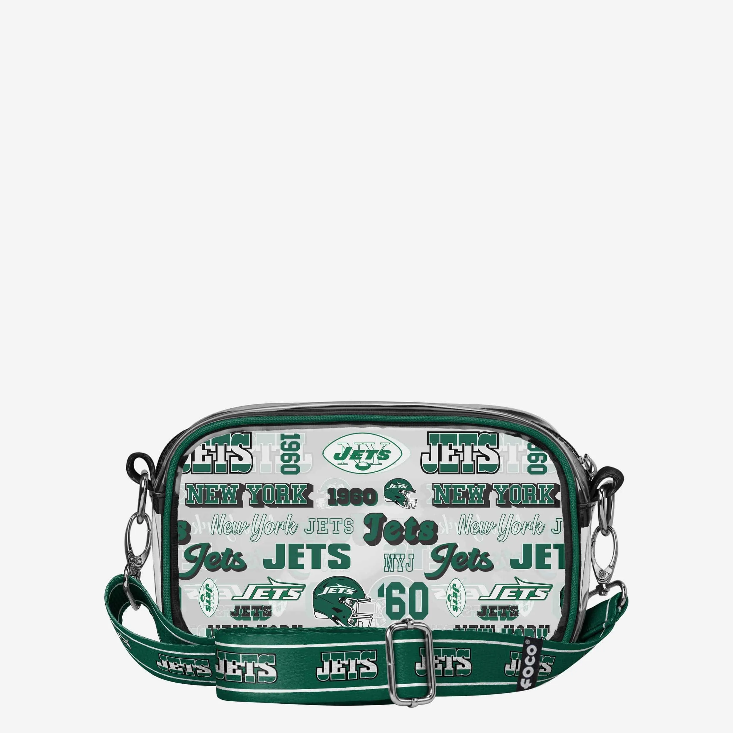 New York Jets Repeat Retro Print Clear Crossbody Bag