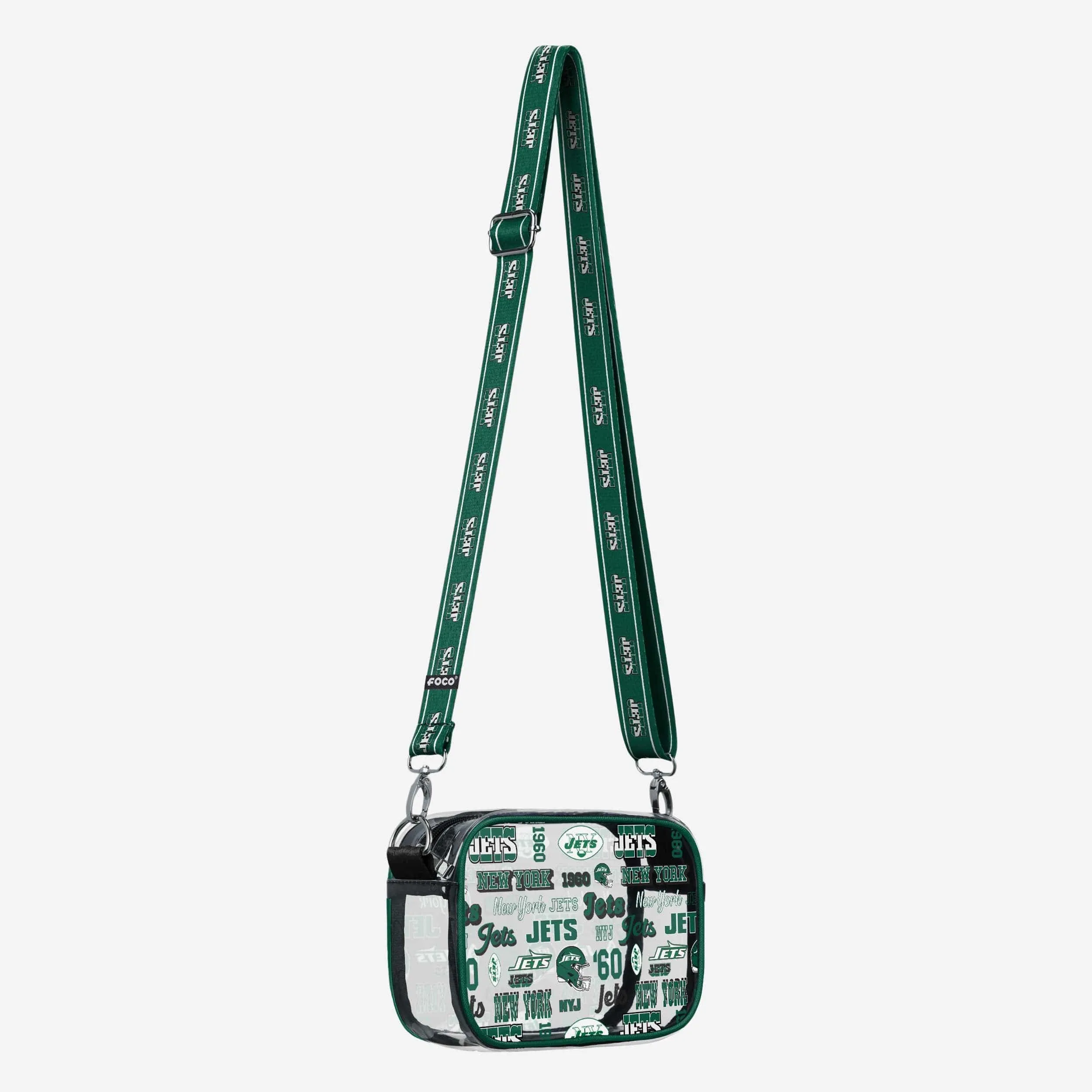 New York Jets Repeat Retro Print Clear Crossbody Bag