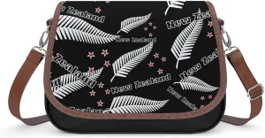 New Zealand Maori Fern Print Ladies Shoulder Bags Crossbody Messenger Bag Cute Handbag PU Leather