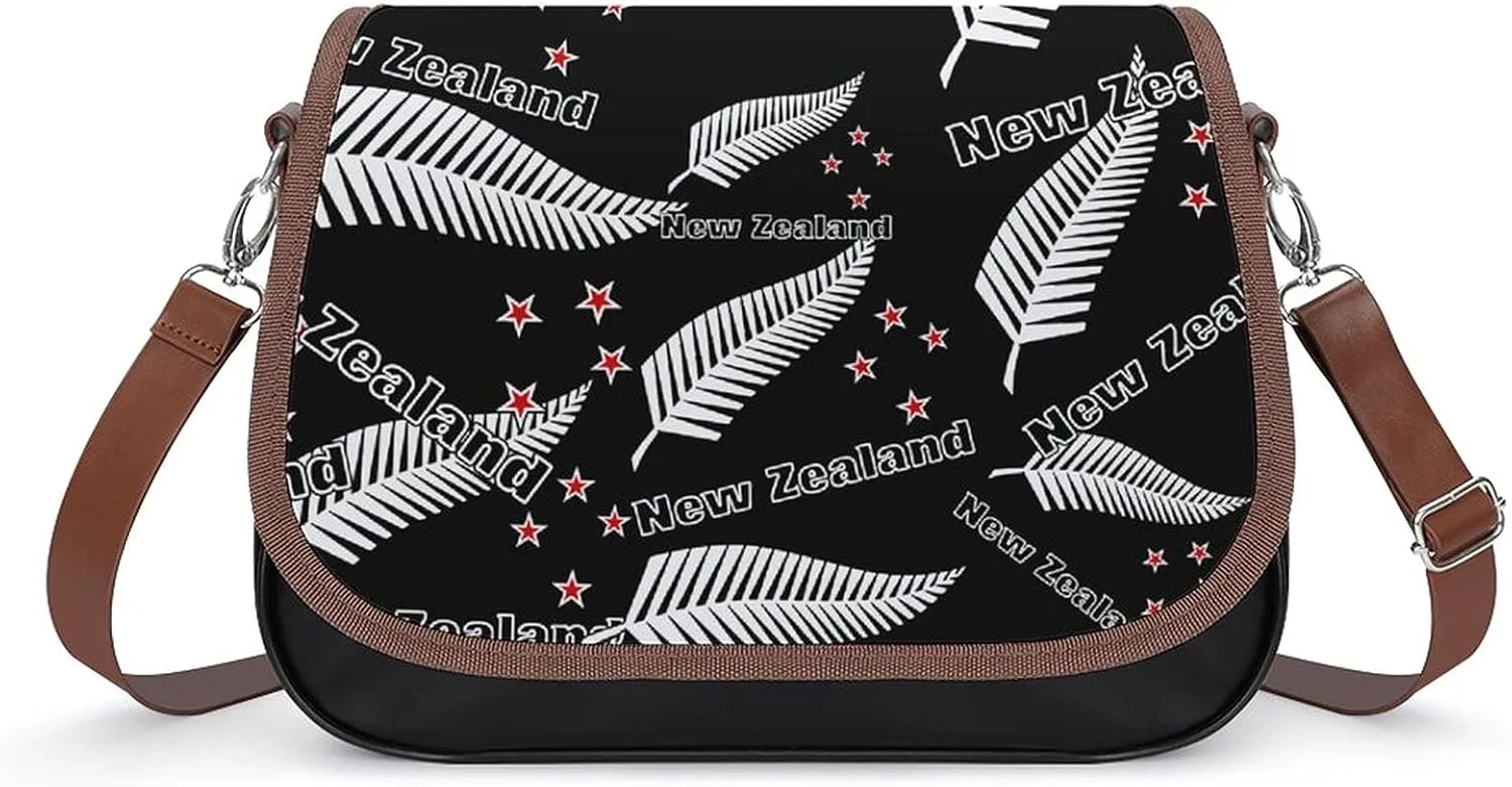 New Zealand Maori Fern Print Ladies Shoulder Bags Crossbody Messenger Bag Cute Handbag PU Leather