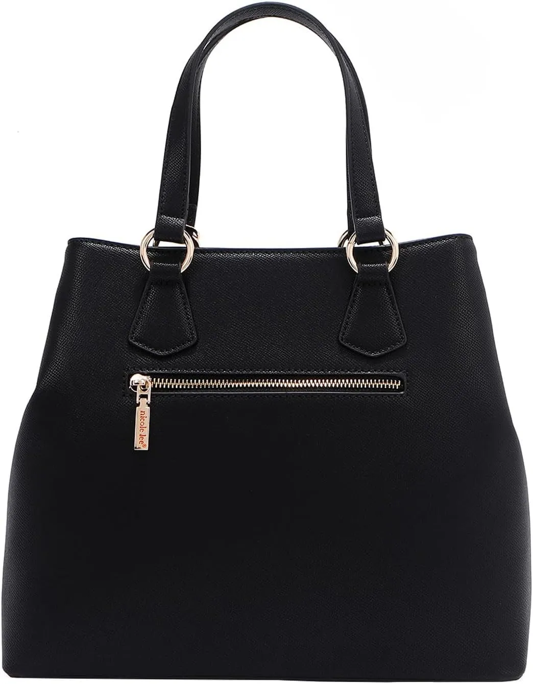 Nicole Lee Vegan Leather Tote, Floral Pattern with Rhinestones, Dual Handles