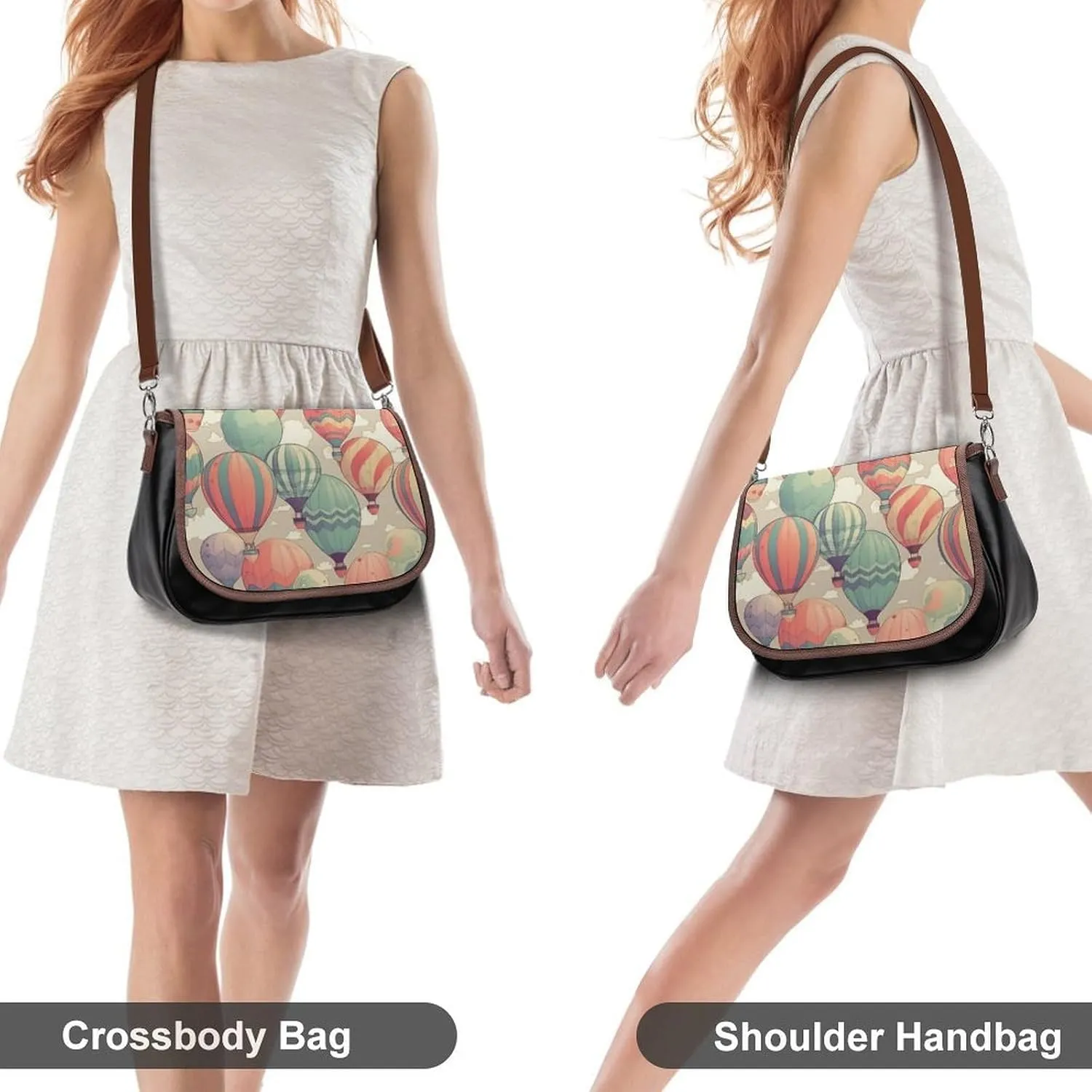 Novelty Boho Abstract Flowers Crossbody Bags for Women Travel Shoulder Bag Small Leather Cross Body Handbags