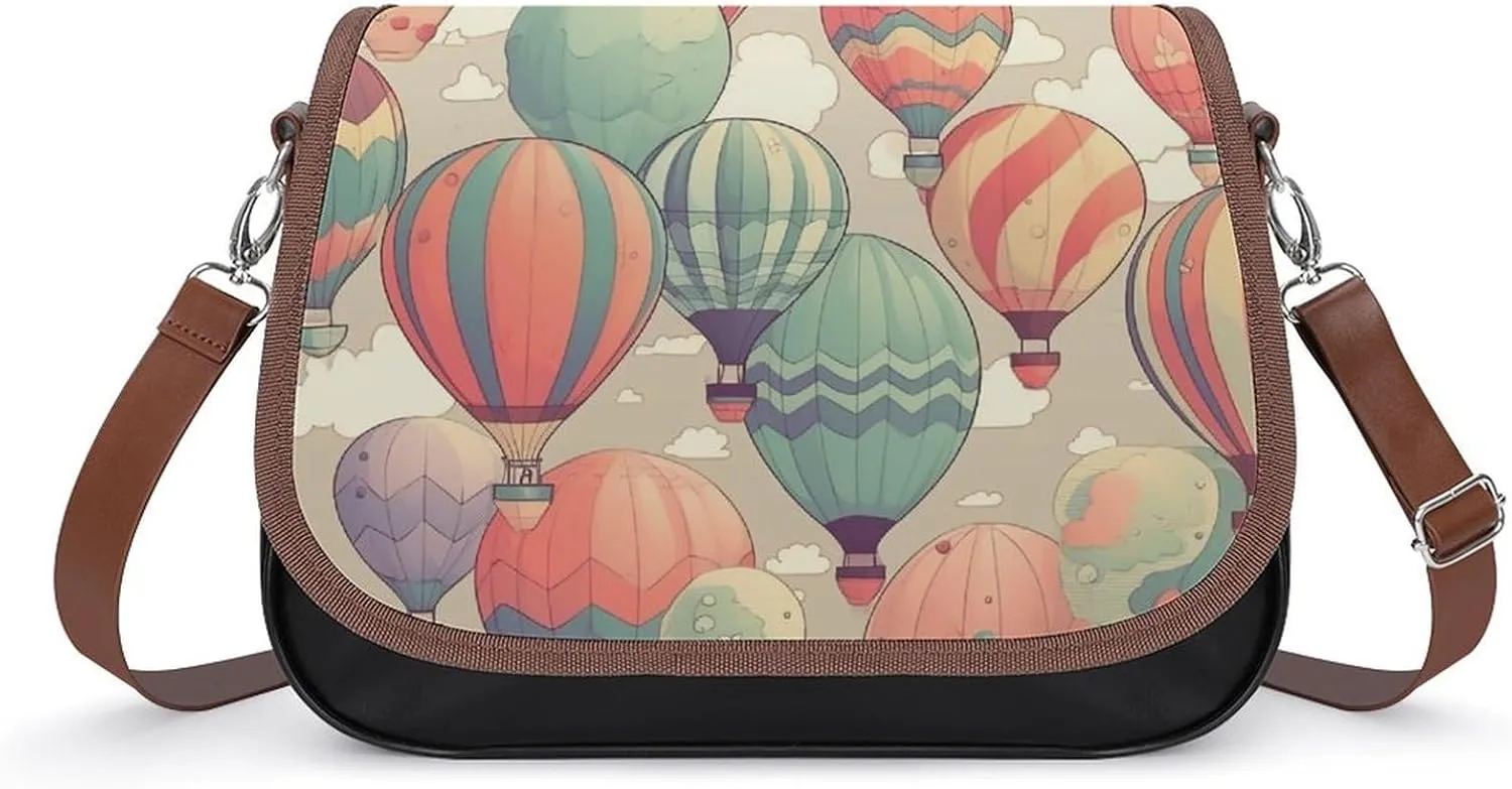 Novelty Boho Abstract Flowers Crossbody Bags for Women Travel Shoulder Bag Small Leather Cross Body Handbags